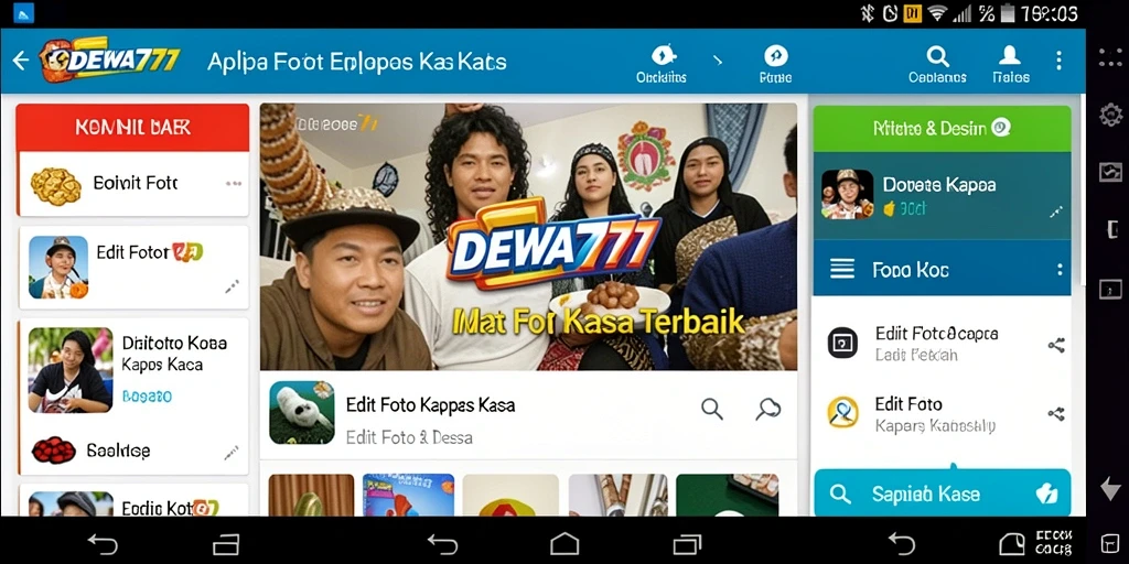 Menampilkan antarmuka aplikasi DEWA777 untuk Edit Foto Kertas Kaca.