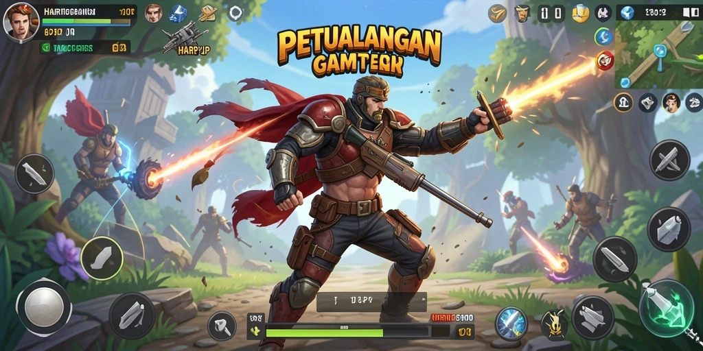 Tampilan antarmuka game Action yang menegangkan dalam HARAPJP.