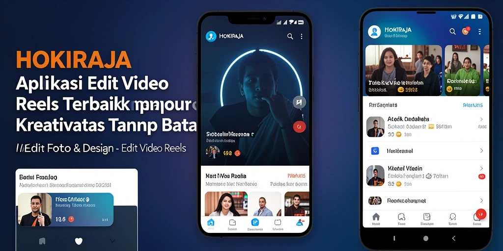 Antarmuka HOKIRAJA menampilkan fitur editing video reels yang intuitif dan menarik.