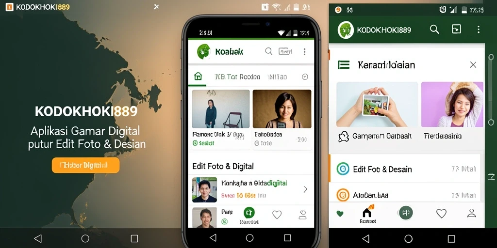 Antarmuka aplikasi KODOKHOKI889 dengan berbagai fitur Gambar Digital.
