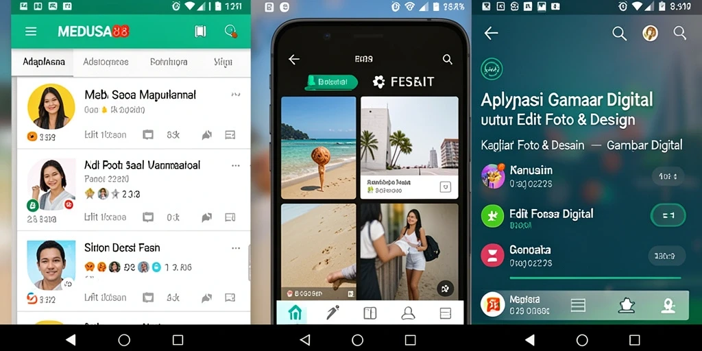 Antarmuka pengguna MEDUSA88 dengan fungsi edit gambar yang menarik.
