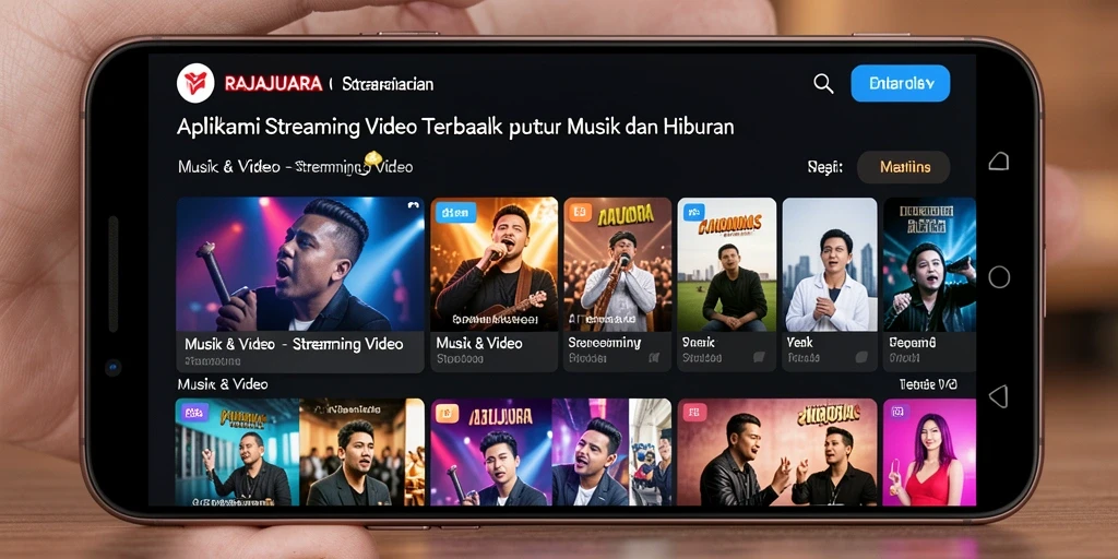 Tampilan antarmuka aplikasi RAJAJUARA untuk Streaming Video.