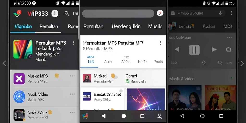 Antarmuka VIP333 saat memutar MP3 dengan fitur canggih.