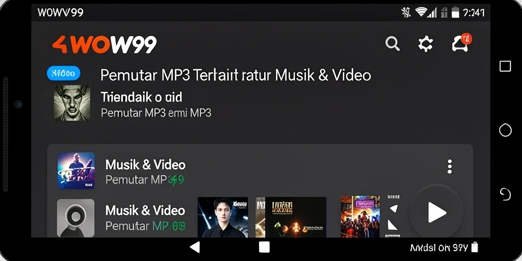 Tampilan antarmuka WOW99 yang user-friendly untuk Pemutar MP3.